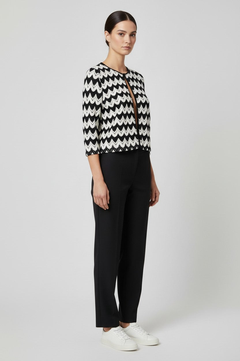 ESPRIT Damen Strickjacke Schwarz Weiß Größe M
