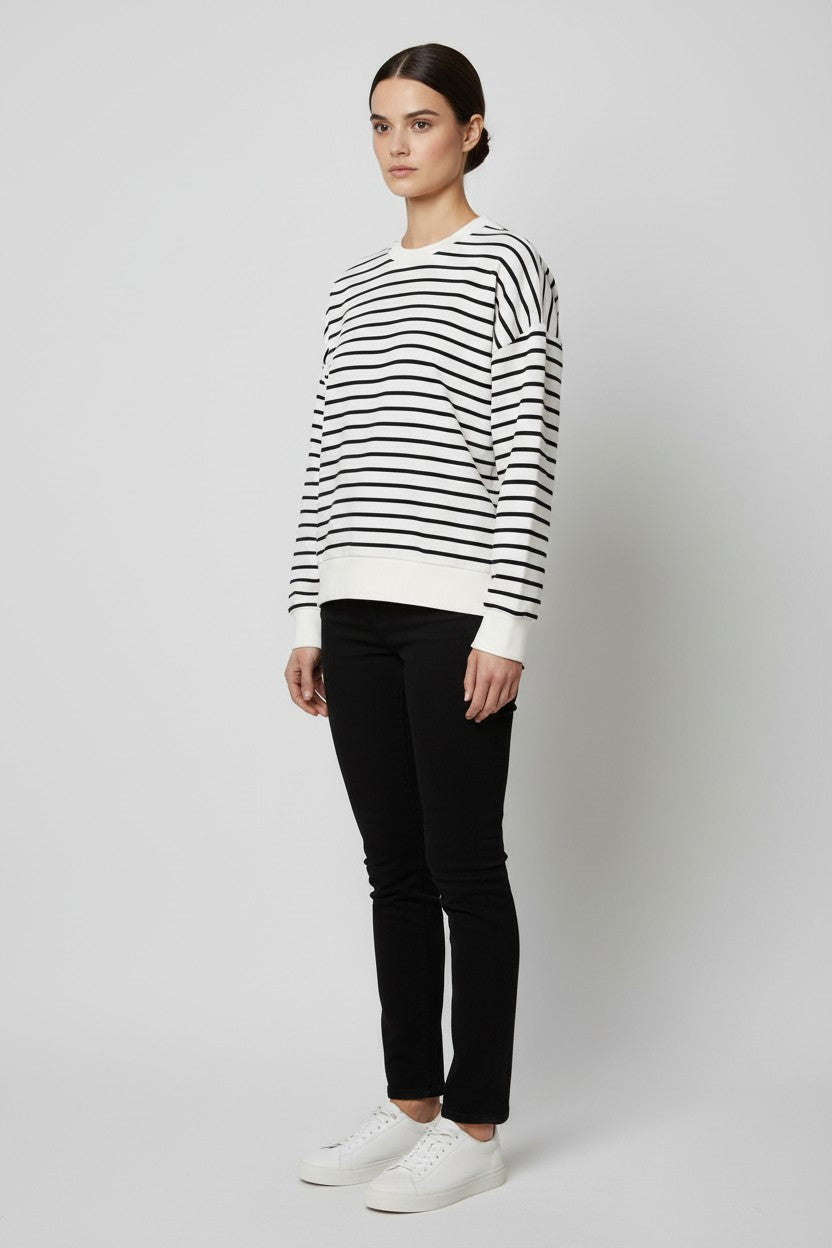 ESPRIT Damen Sweatshirt Weiß Schwarz Größe L