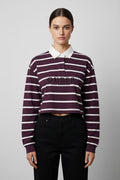Guess Damen Rugby Shirt Lila Weiß Größe L