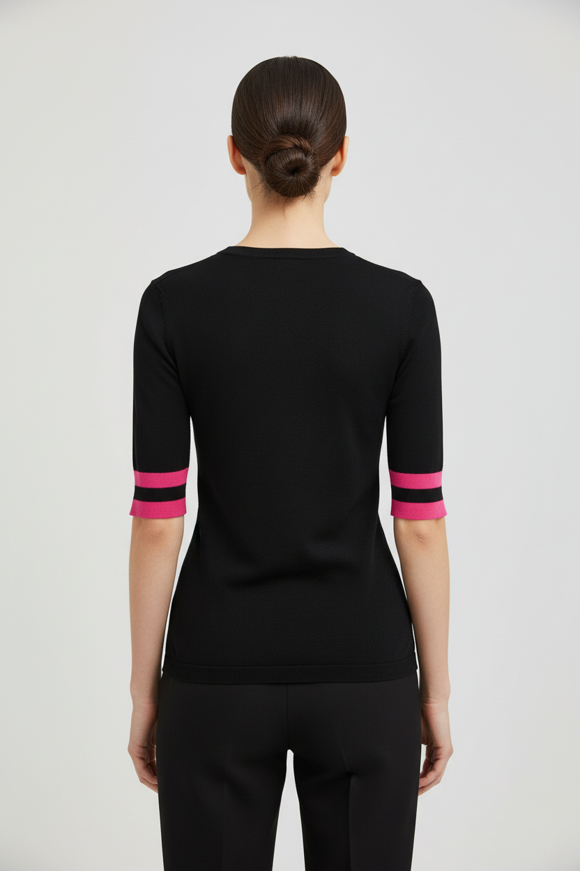 Guess Damen Strickpullover Schwarz Pink Größe M