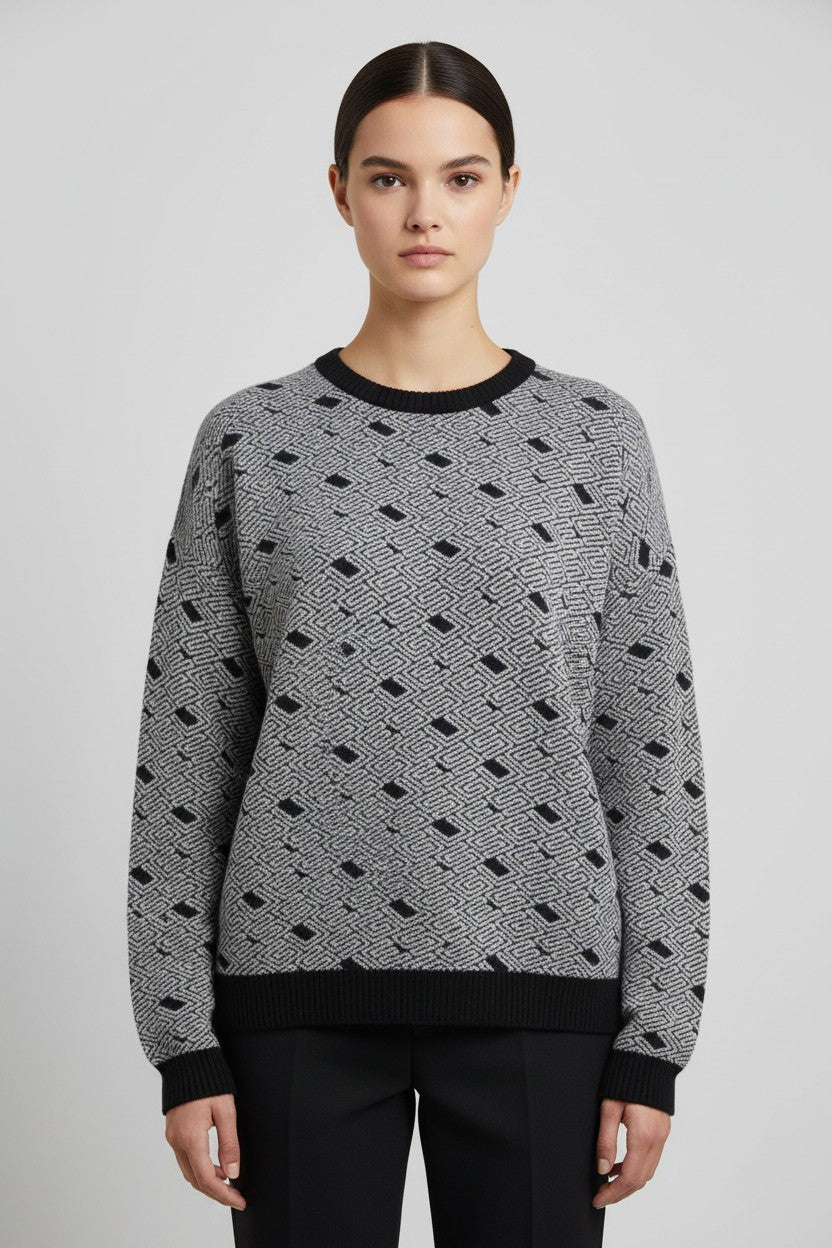 Guess Damen Strickpullover Schwarz Weiß Größe M