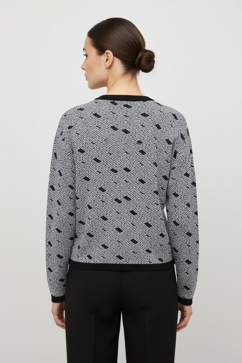Guess Damen Strickpullover Schwarz Weiß Größe M