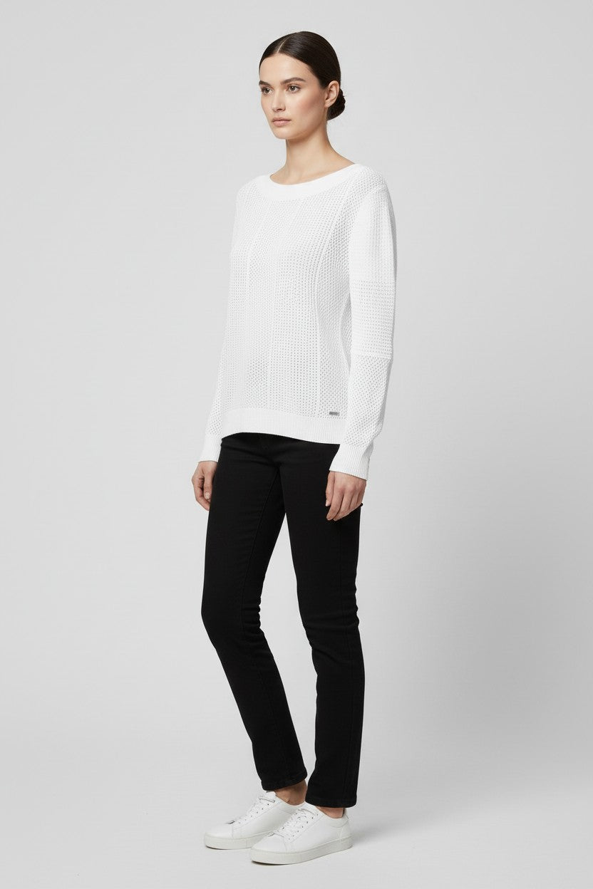 Guess Damen Strickpullover Weiß Größe M