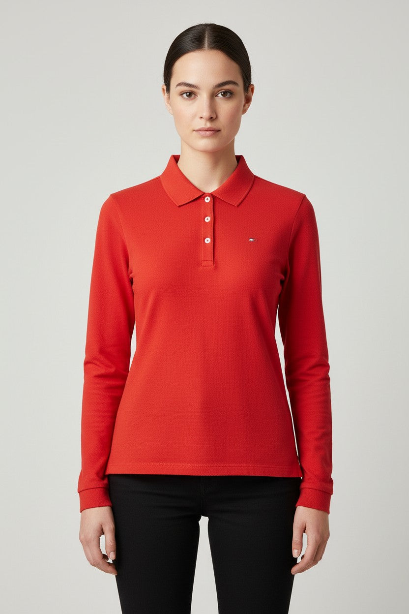 Tommy Hilfiger Damen Rugby Shirt Rot Größe L