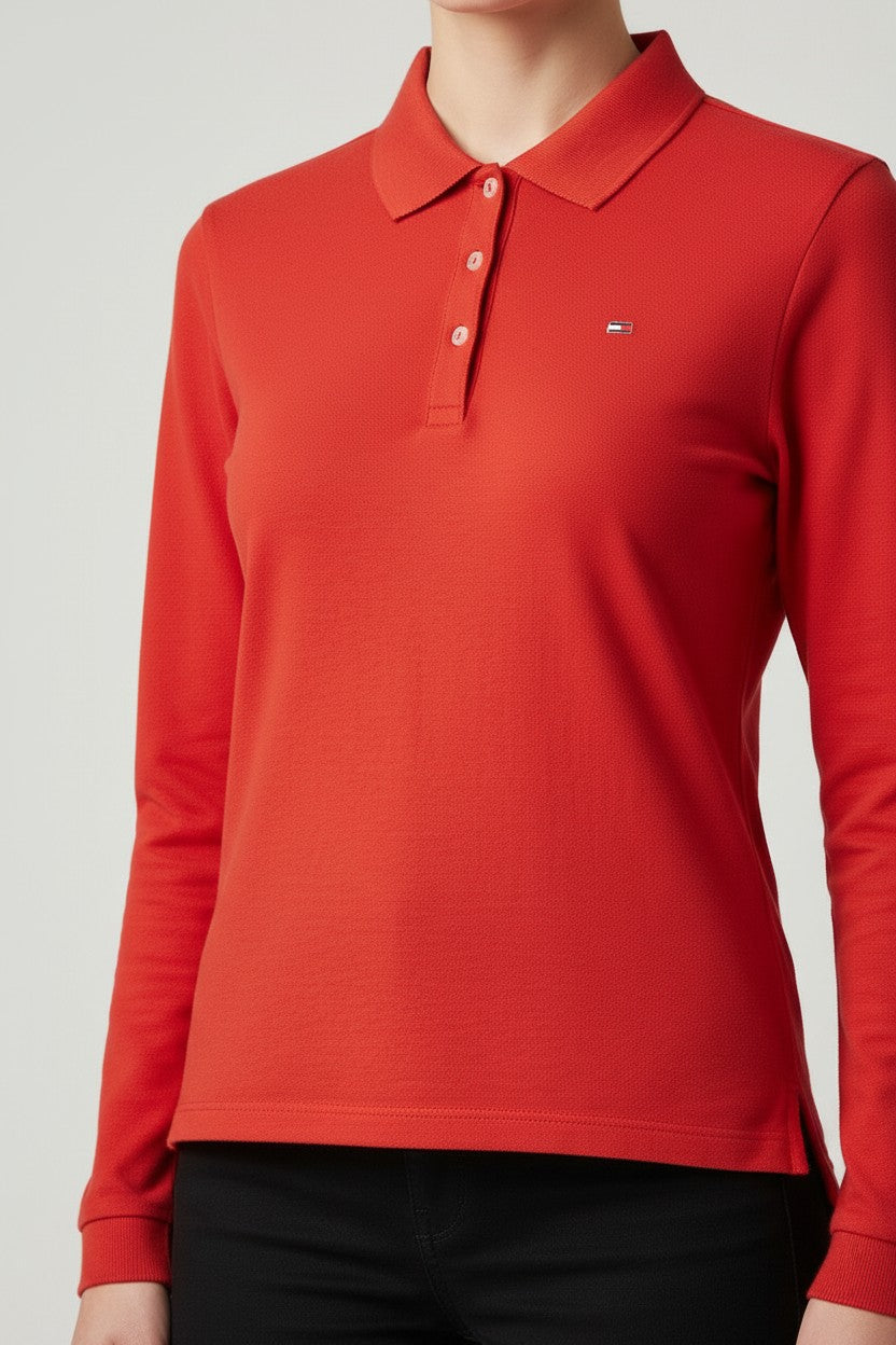 Tommy Hilfiger Damen Rugby Shirt Rot Größe L