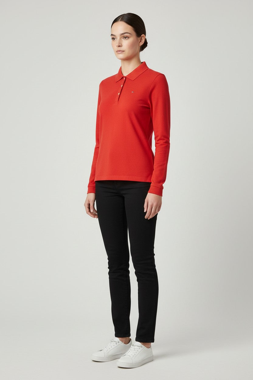 Tommy Hilfiger Damen Rugby Shirt Rot Größe L