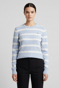 Tommy Hilfiger Damen Strickpullover Blau Weiß Größe M