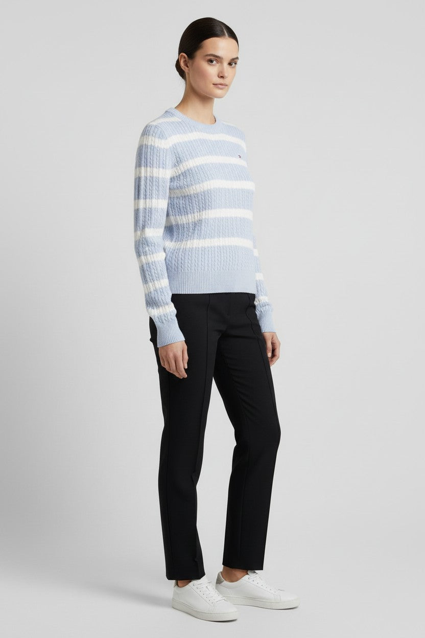 Tommy Hilfiger Damen Strickpullover Blau Weiß Größe M