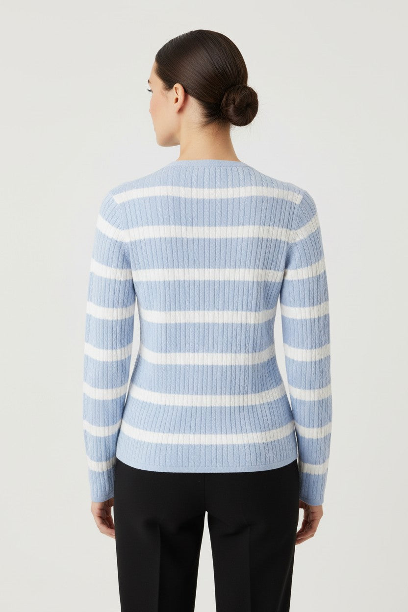 Tommy Hilfiger Damen Strickpullover Blau Weiß Größe M