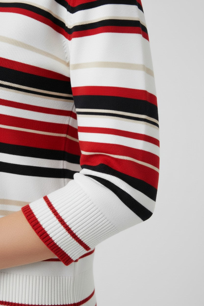 Tommy Hilfiger Damen Strickpullover Rot Weiß Beige Größe L