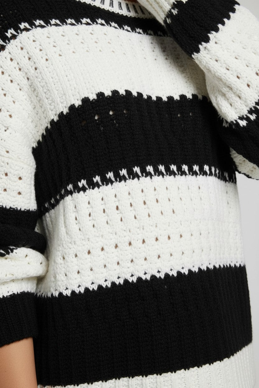 Tommy Hilfiger Damen Strickpullover Schwarz Weiß Größe M