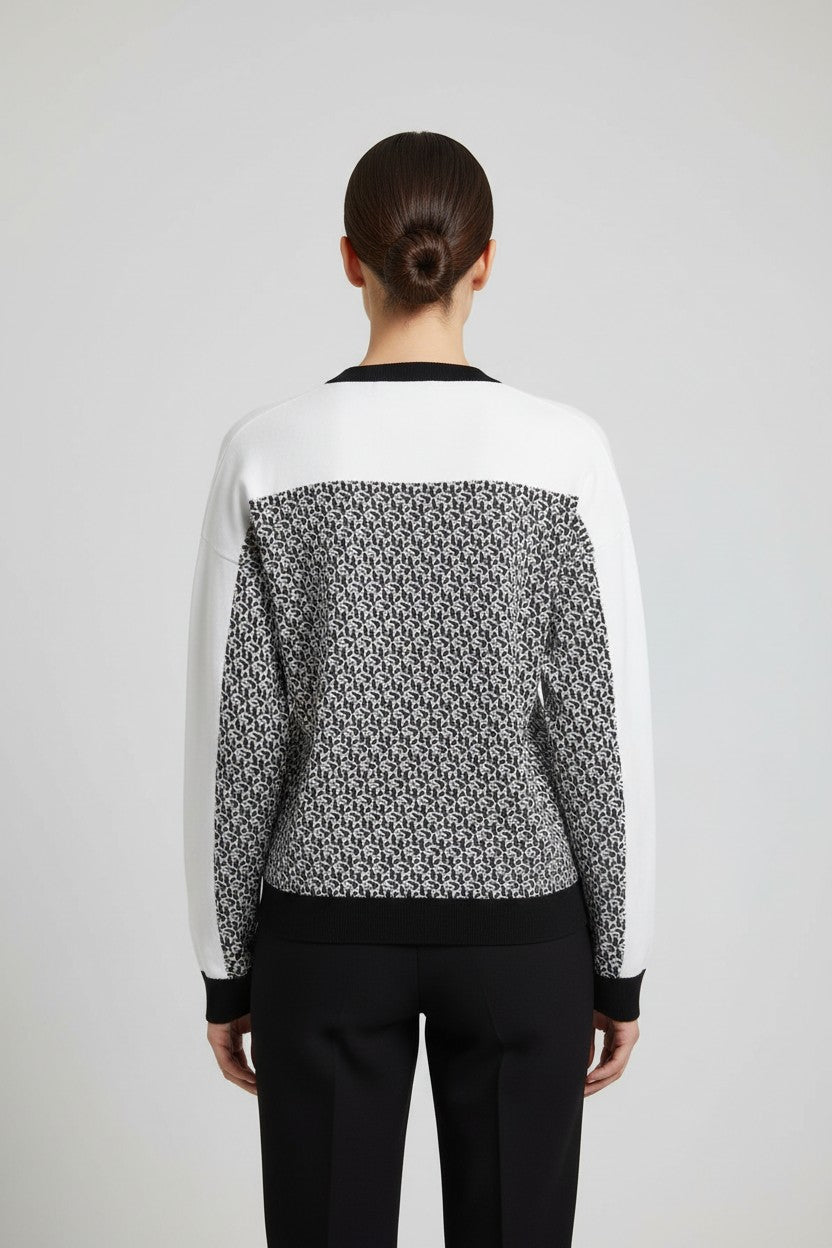 Tommy Hilfiger Damen Strickpullover Weiß Schwarz Größe L