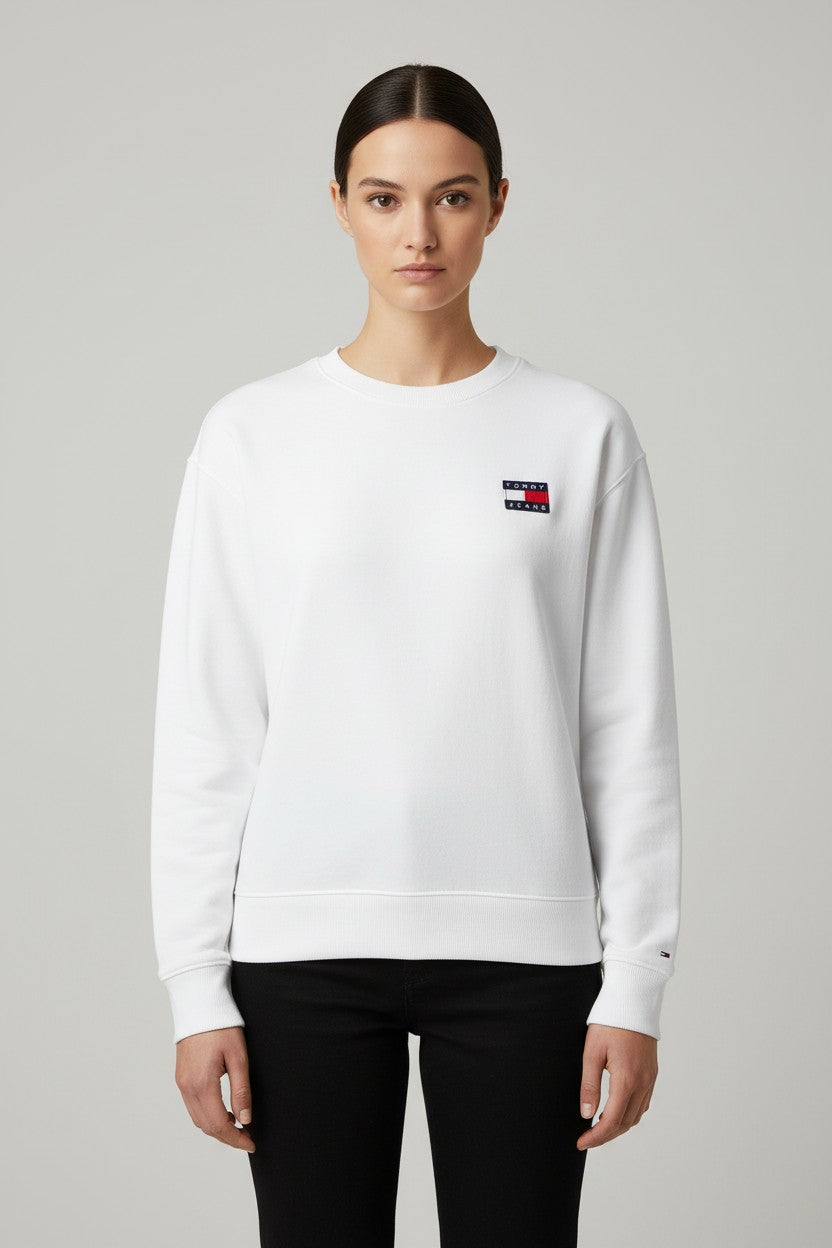 Tommy Hilfiger Jeans Damen Sweatshirt Weiß Größe L