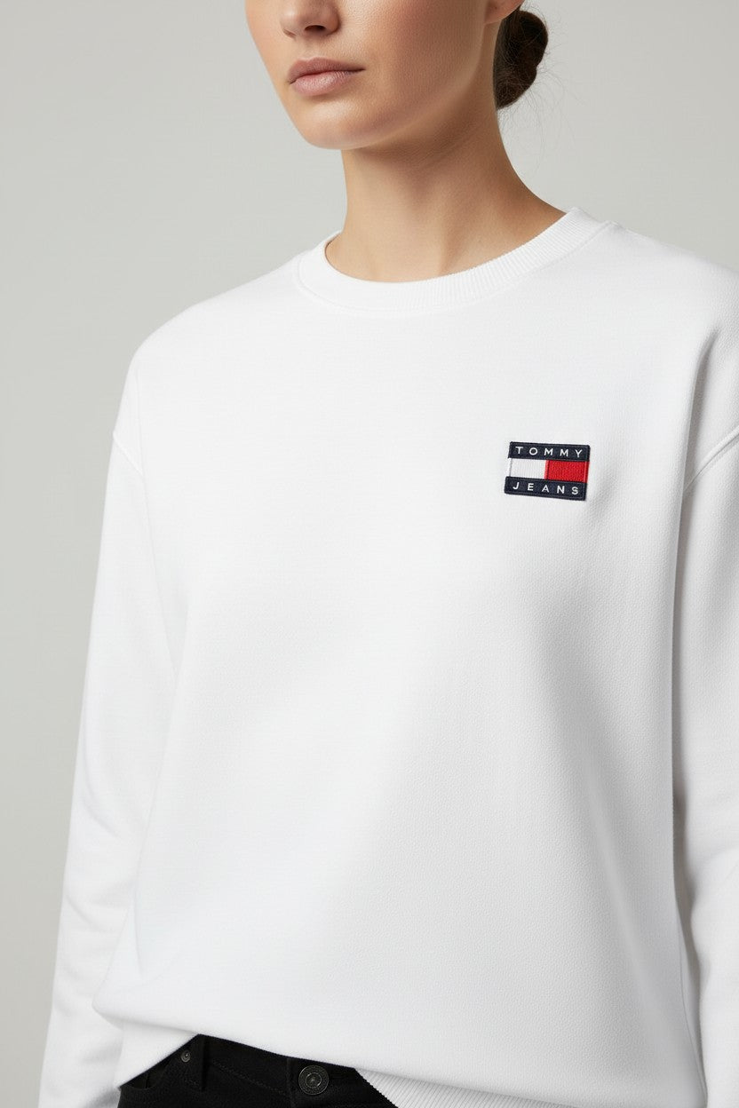 Tommy Hilfiger Jeans Damen Sweatshirt Weiß Größe L