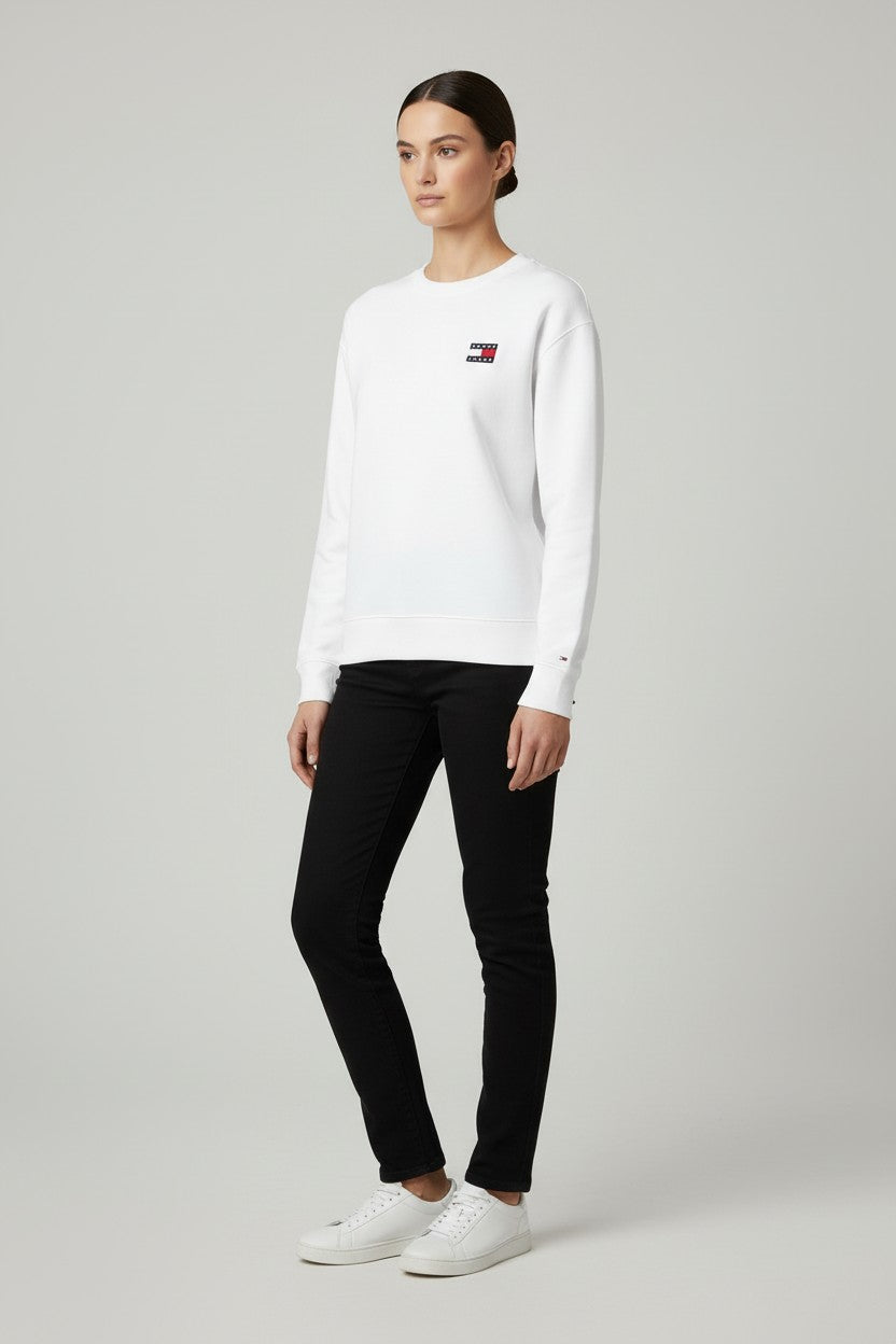 Tommy Hilfiger Jeans Damen Sweatshirt Weiß Größe L