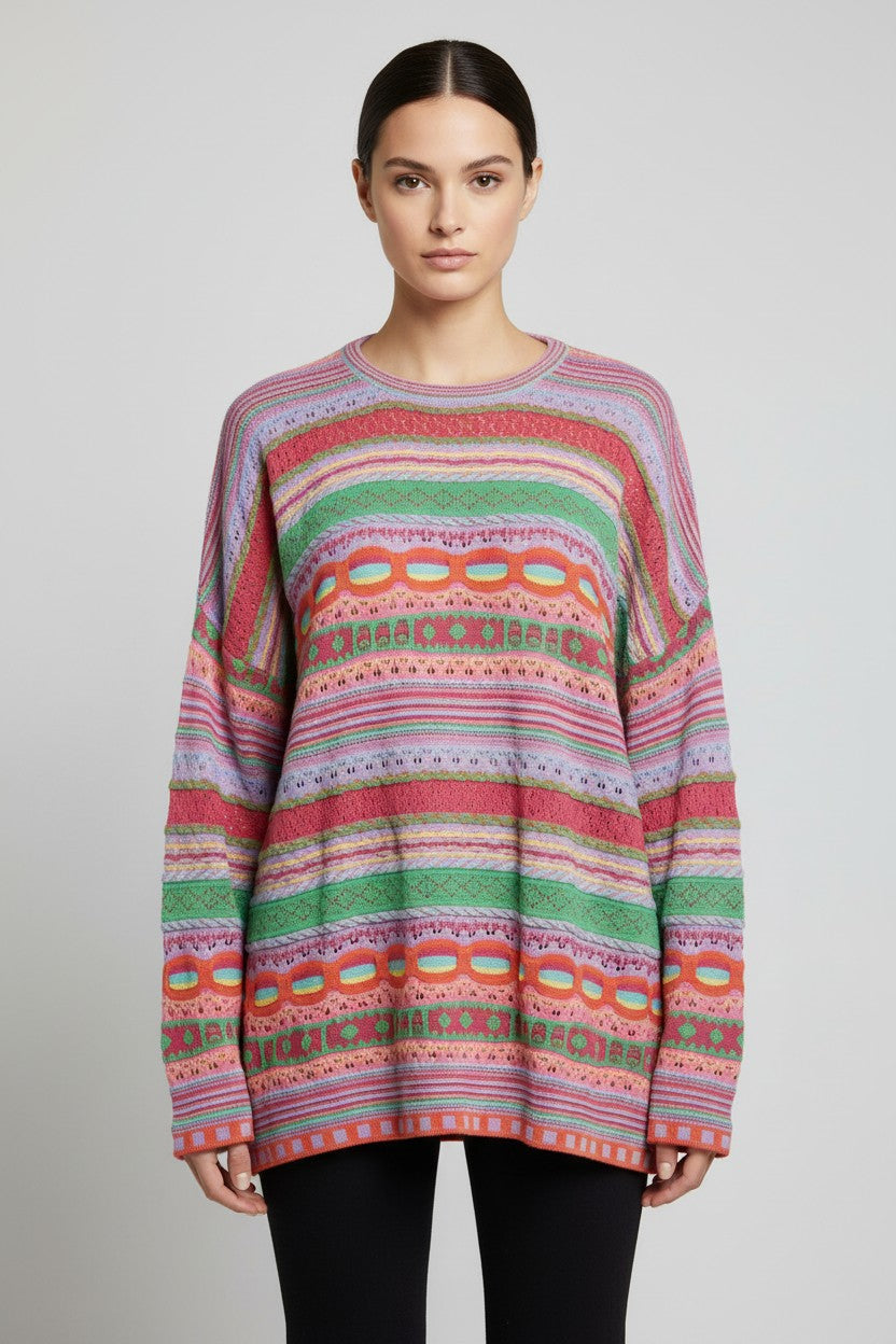 United Colors of Benetton Damen Strickpullover Mehrfarbig Größe L/XL