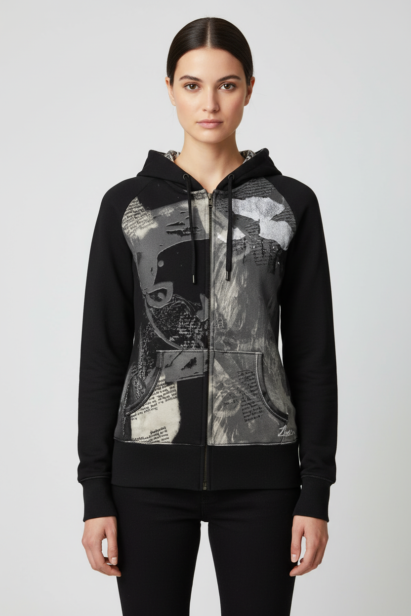 Desigual Damen Kapuzenpullover Schwarz Größe S