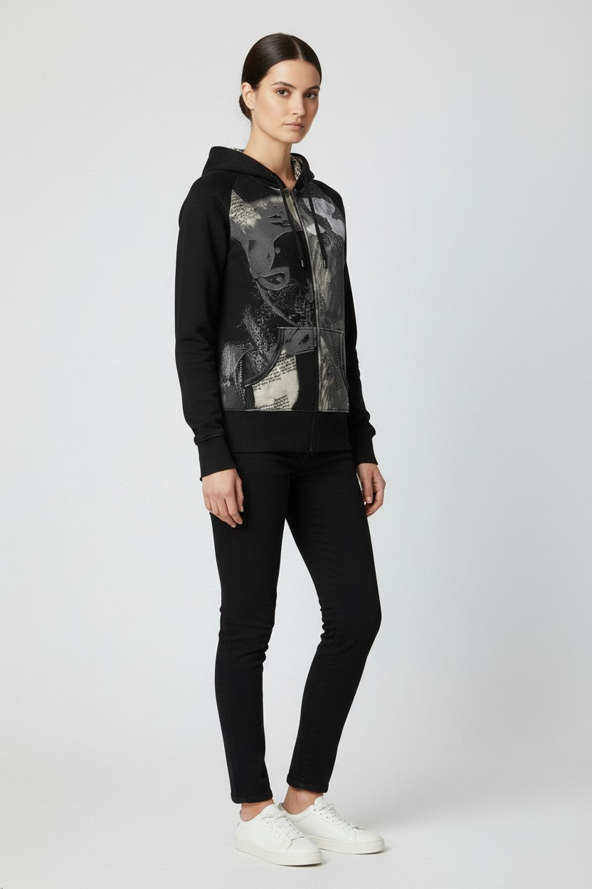 Desigual Damen Kapuzenpullover Schwarz Größe S