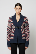 Desigual Damen Strickjacke Blau Rot Weiß Größe S
