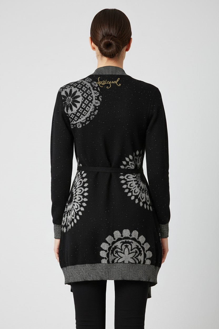 Desigual Damen Strickjacke Schwarz Gold Größe S