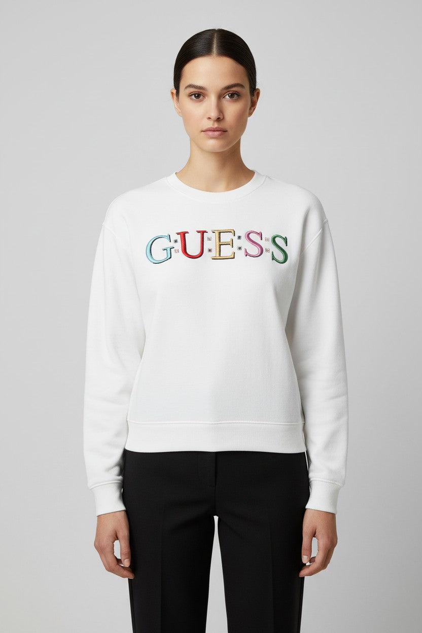 Guess Damen Sweatshirt Weiß Größe 44