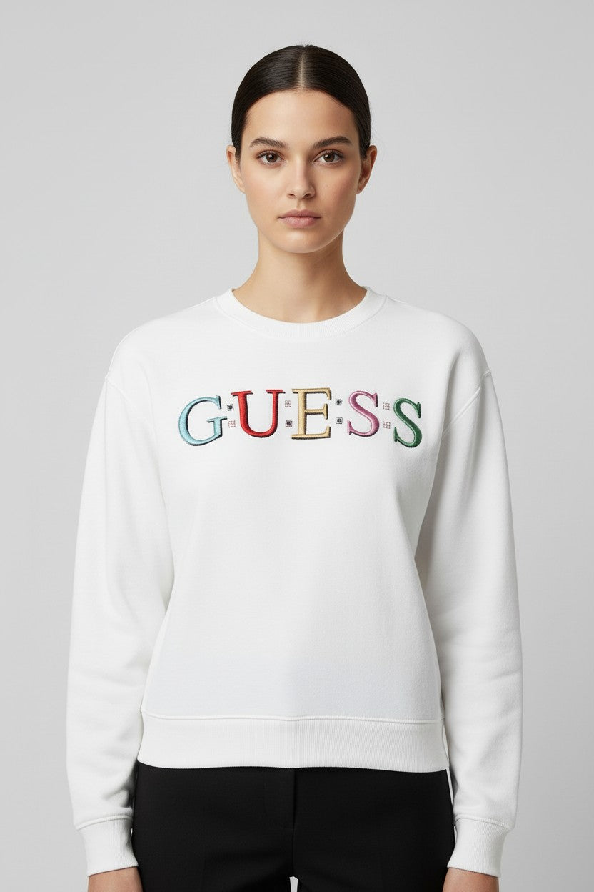 Guess Damen Sweatshirt Weiß Größe 44