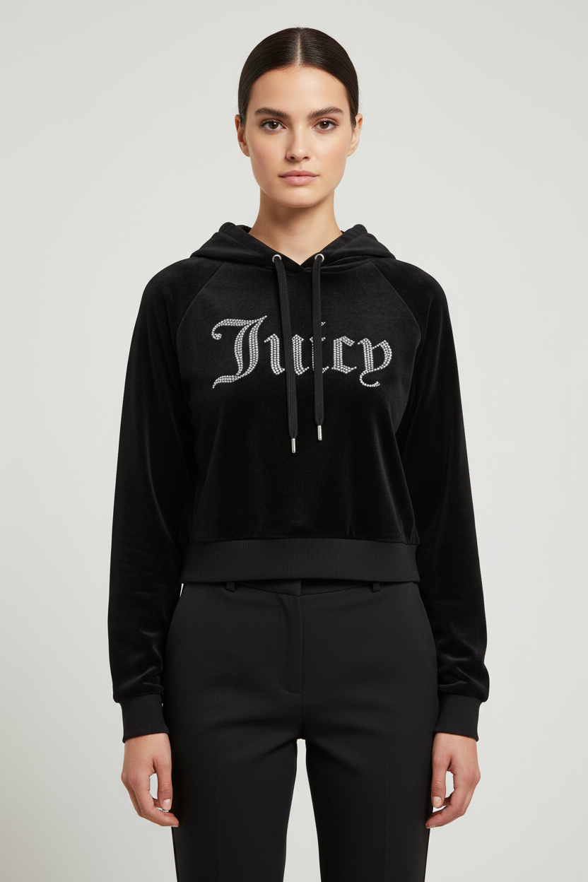 Juicy Couture Damen Kapuzenpullover Schwarz Größe XL