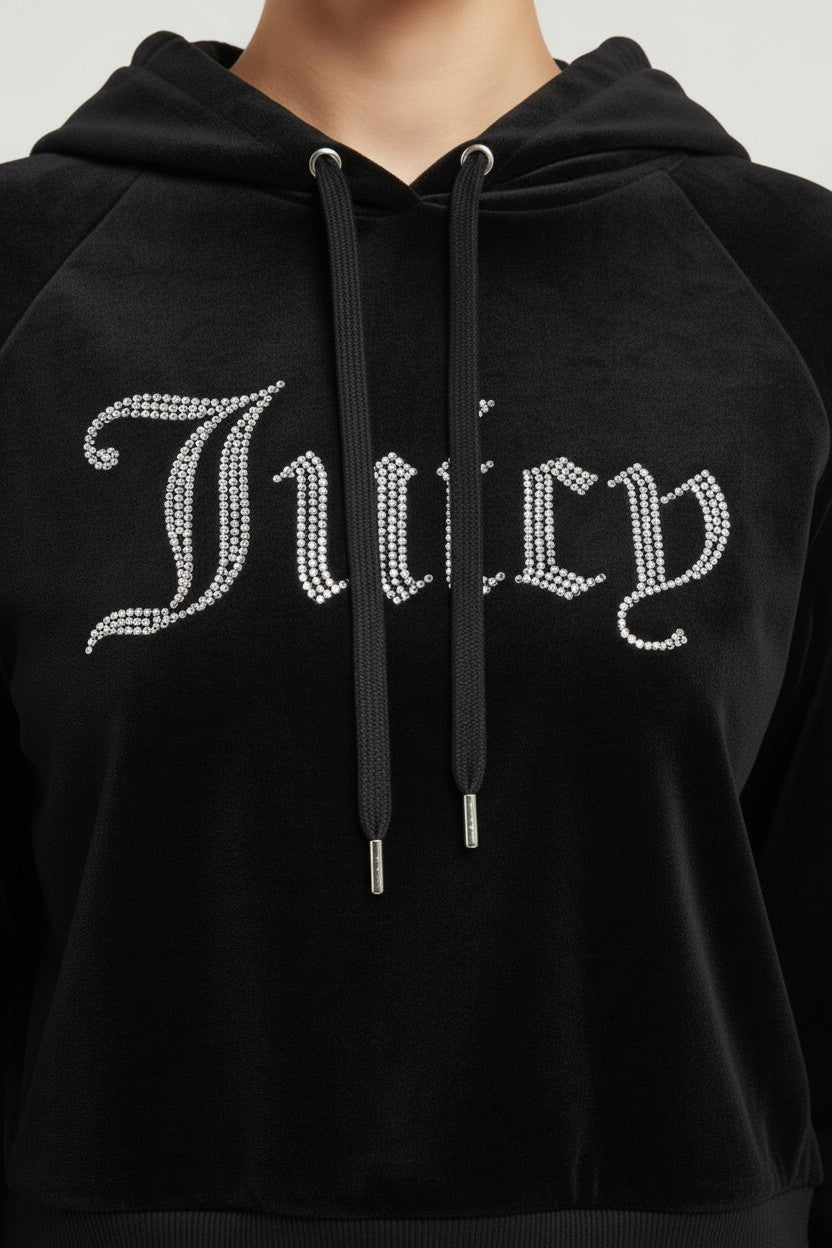 Juicy Couture Damen Kapuzenpullover Schwarz Größe XL