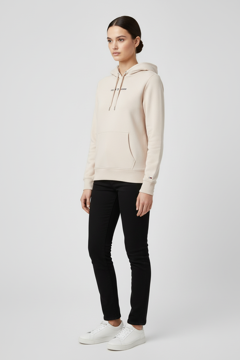 Tommy Hilfiger Jeans Damen Kapuzenpullover Beige Größe XS