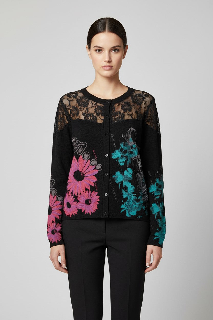 Desigual Damen Strickjacke Schwarz Größe XL
