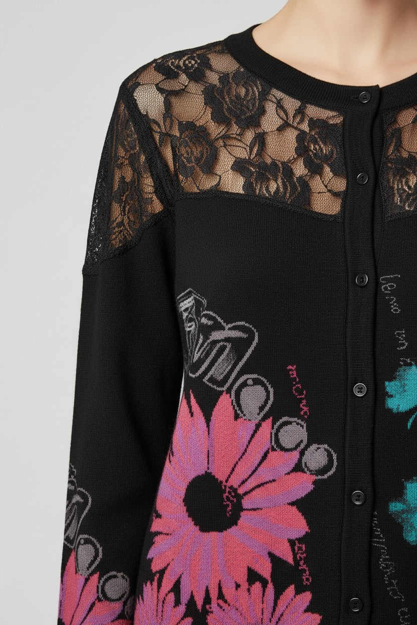 Desigual Damen Strickjacke Schwarz Größe XL