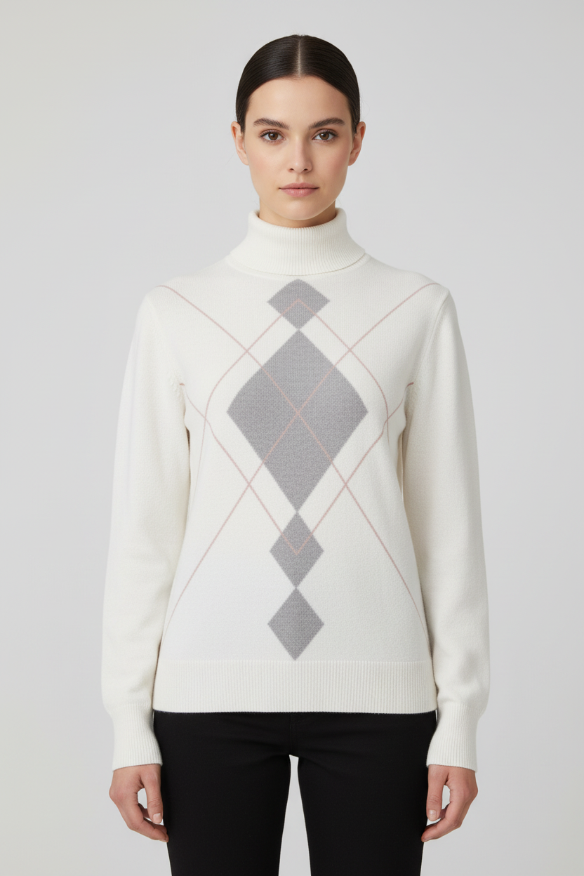 ESPRIT Damen Strickpullover Weiß Grau Größe S