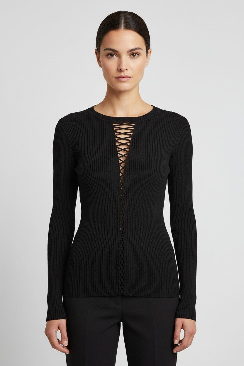 Guess Damen Strickpullover Schwarz Größe XS