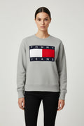 Tommy Hilfiger Jeans Damen Sweatshirt Grau Mehrfarbig Größe S