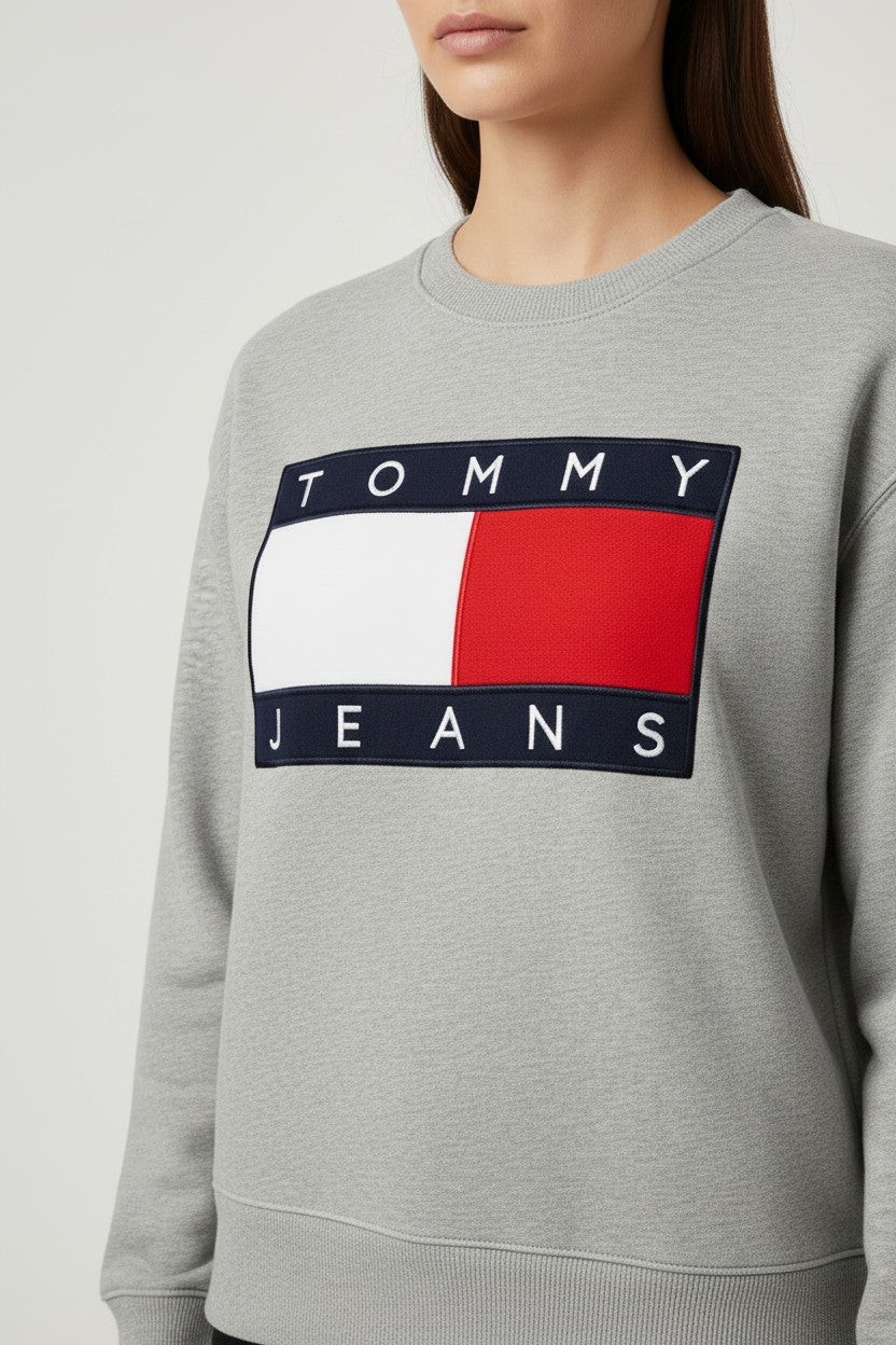 Tommy Hilfiger Jeans Damen Sweatshirt Grau Mehrfarbig Größe S