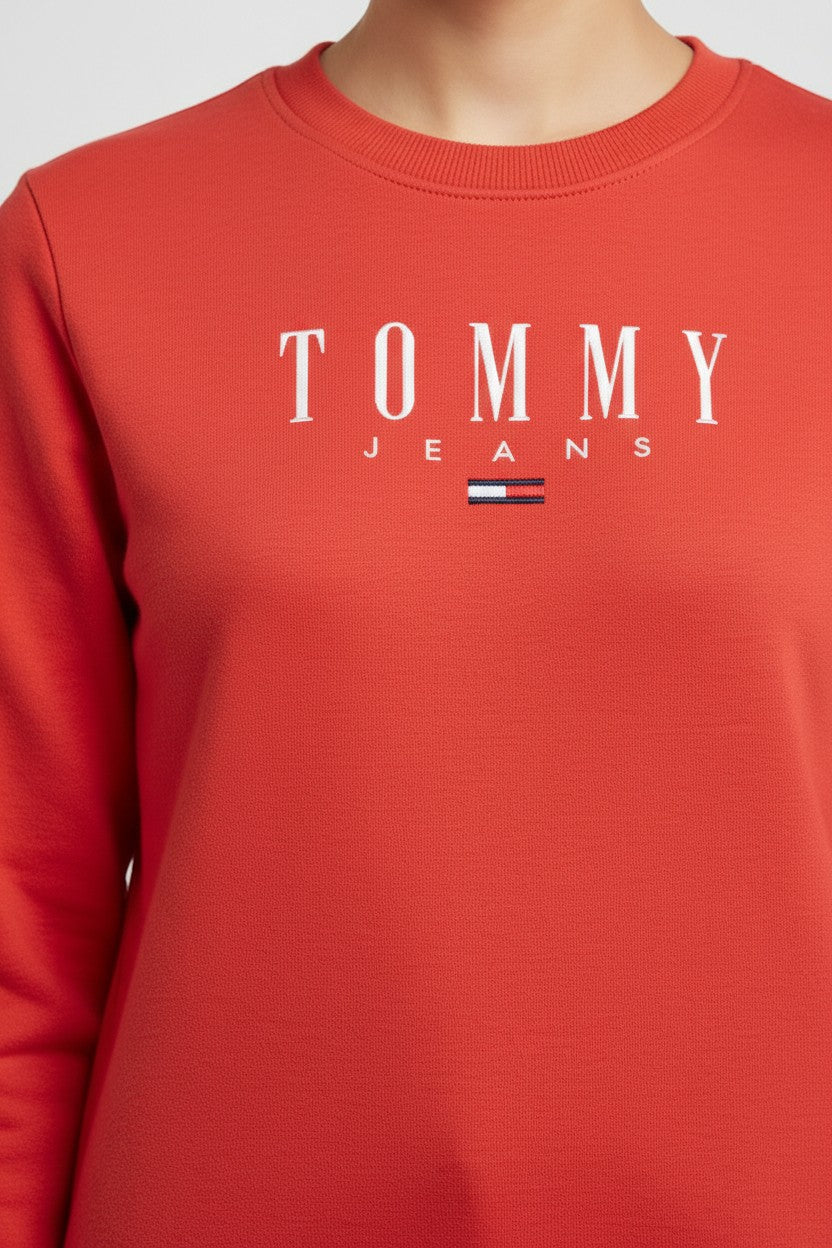 Tommy Hilfiger Jeans Damen Sweatshirt Rot Größe S