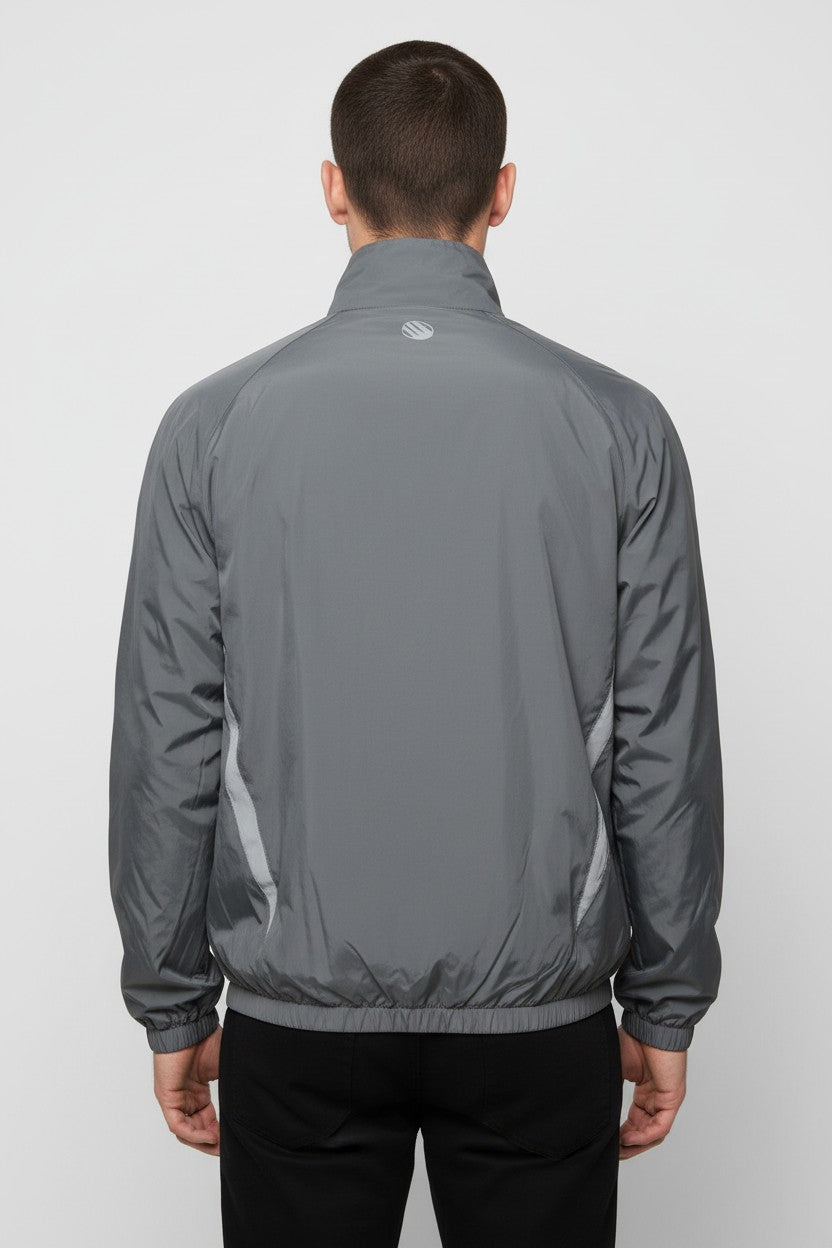 Bershka Herren Trainingsjacke Grau Weiß Größe M