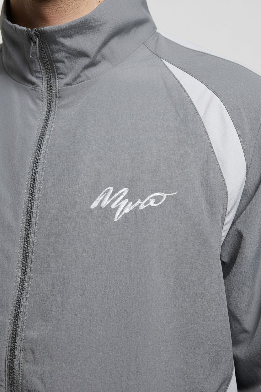 Bershka Herren Trainingsjacke Grau Weiß Größe M