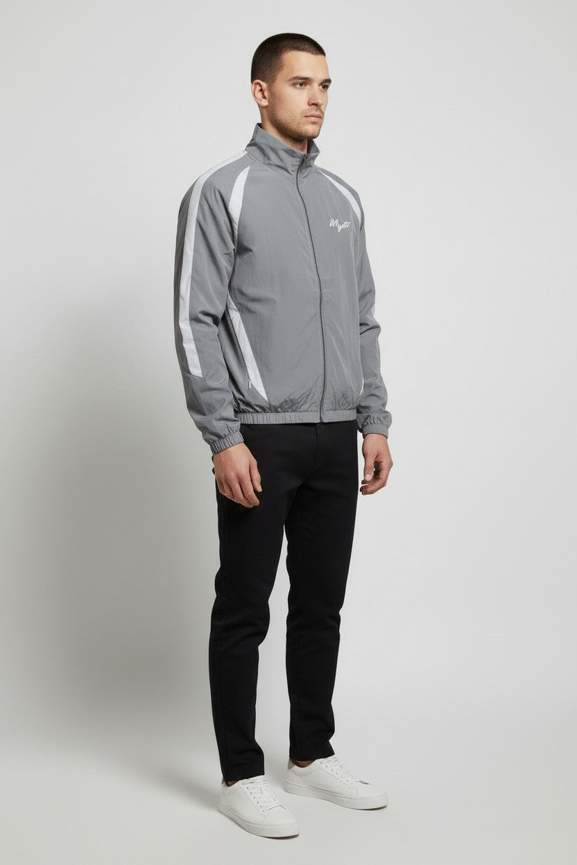 Bershka Herren Trainingsjacke Grau Weiß Größe M