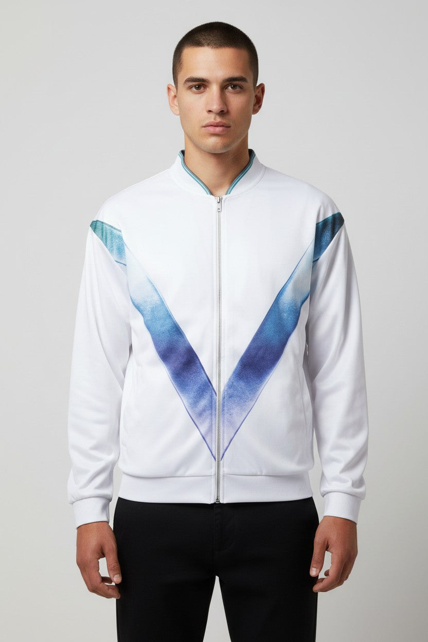 Tear Away Unisex Trainingsjacke Weiß Blau Grün Größe L