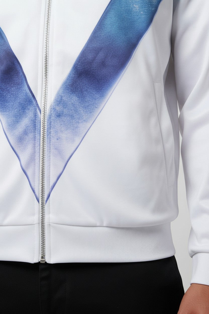 Tear Away Unisex Trainingsjacke Weiß Blau Grün Größe L
