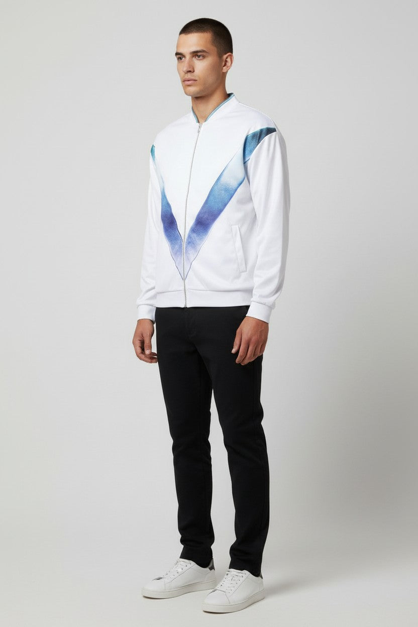 Tear Away Unisex Trainingsjacke Weiß Blau Grün Größe L