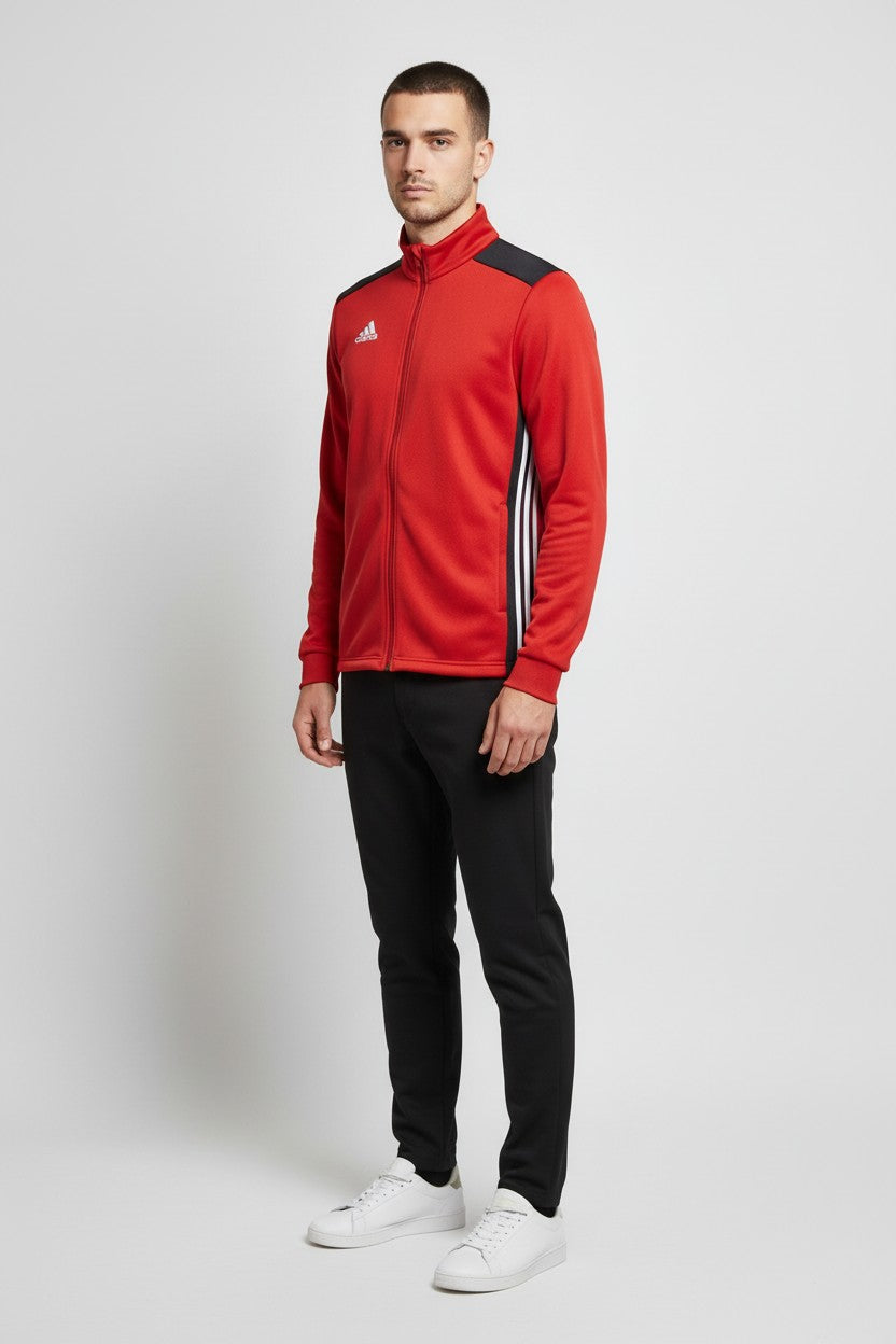Adidas Herren Trainingsjacke Rot Schwarz Weiß Größe L