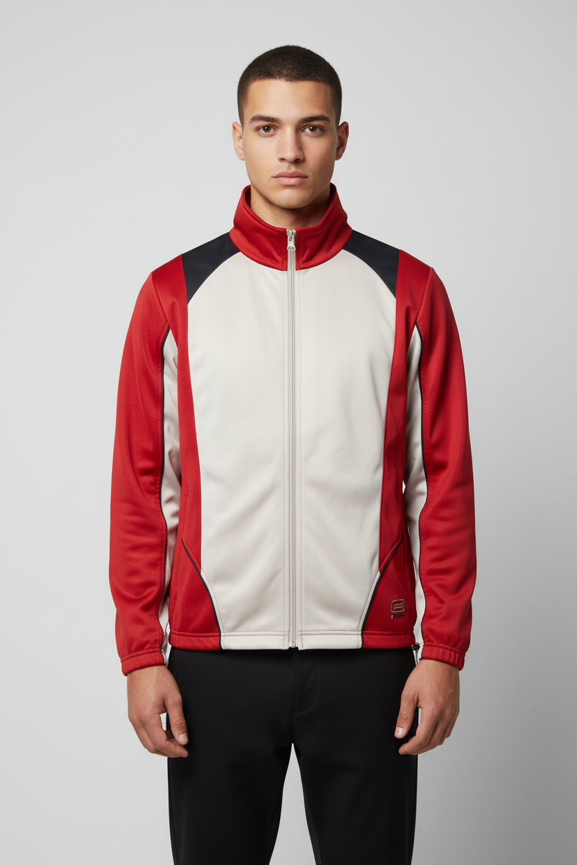 Campagnolo Herren Trainingsjacke Rot Beige Schwarz Größe M