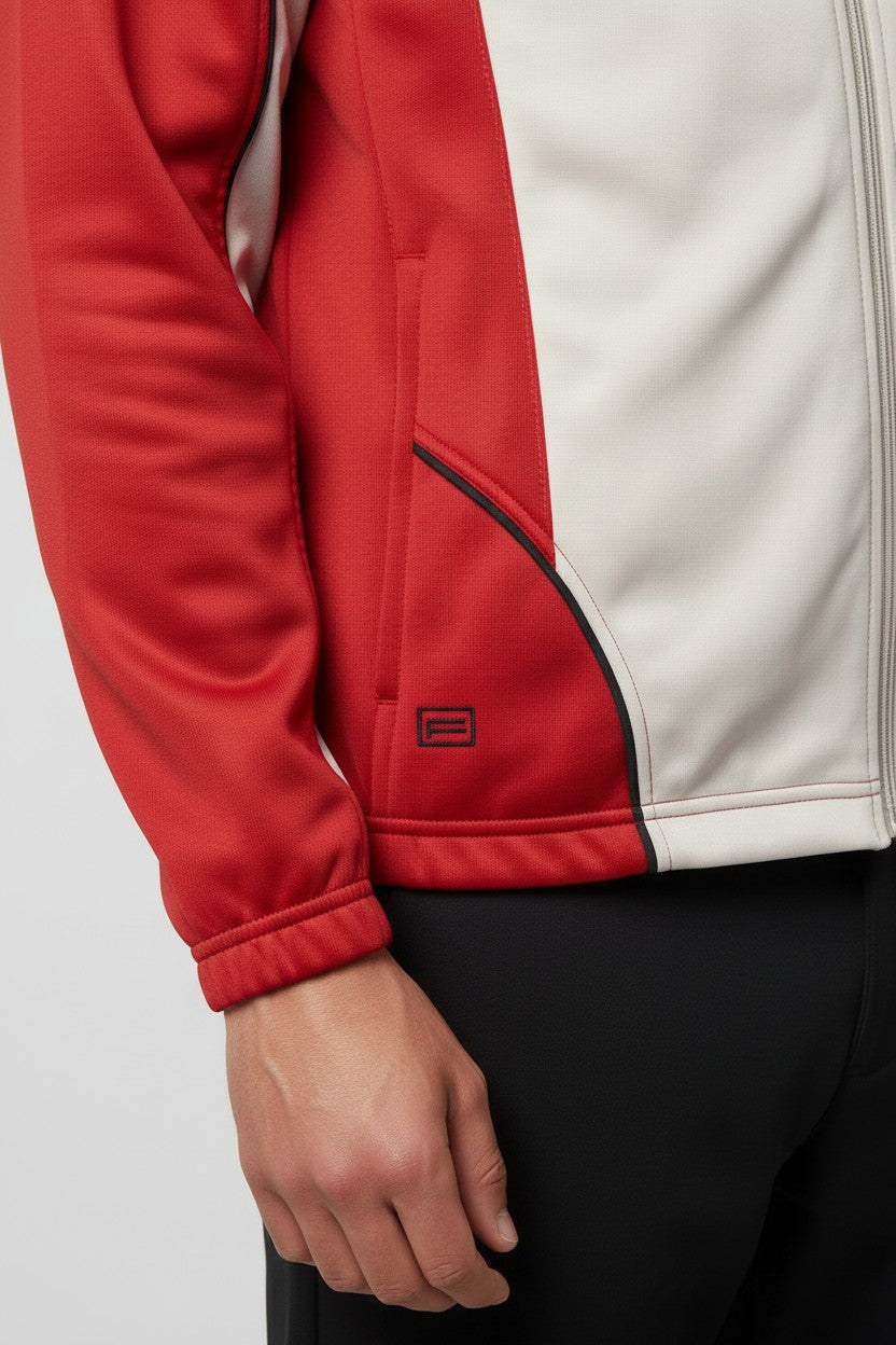 Campagnolo Herren Trainingsjacke Rot Beige Schwarz Größe M