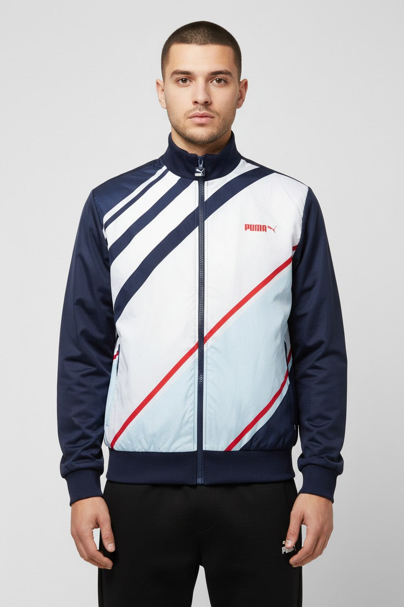 Puma Herren Trainingsjacke Blau Weiß Rot Größe M