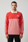 Adidas Originals Herren Rugby Shirt Rot Pink Weiß Größe S