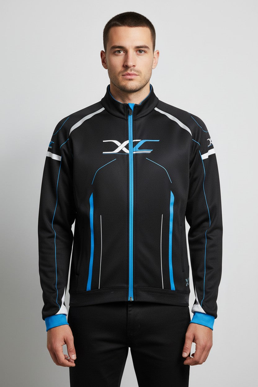 BTWIN Herren Trainingsjacke Schwarz Blau Größe L