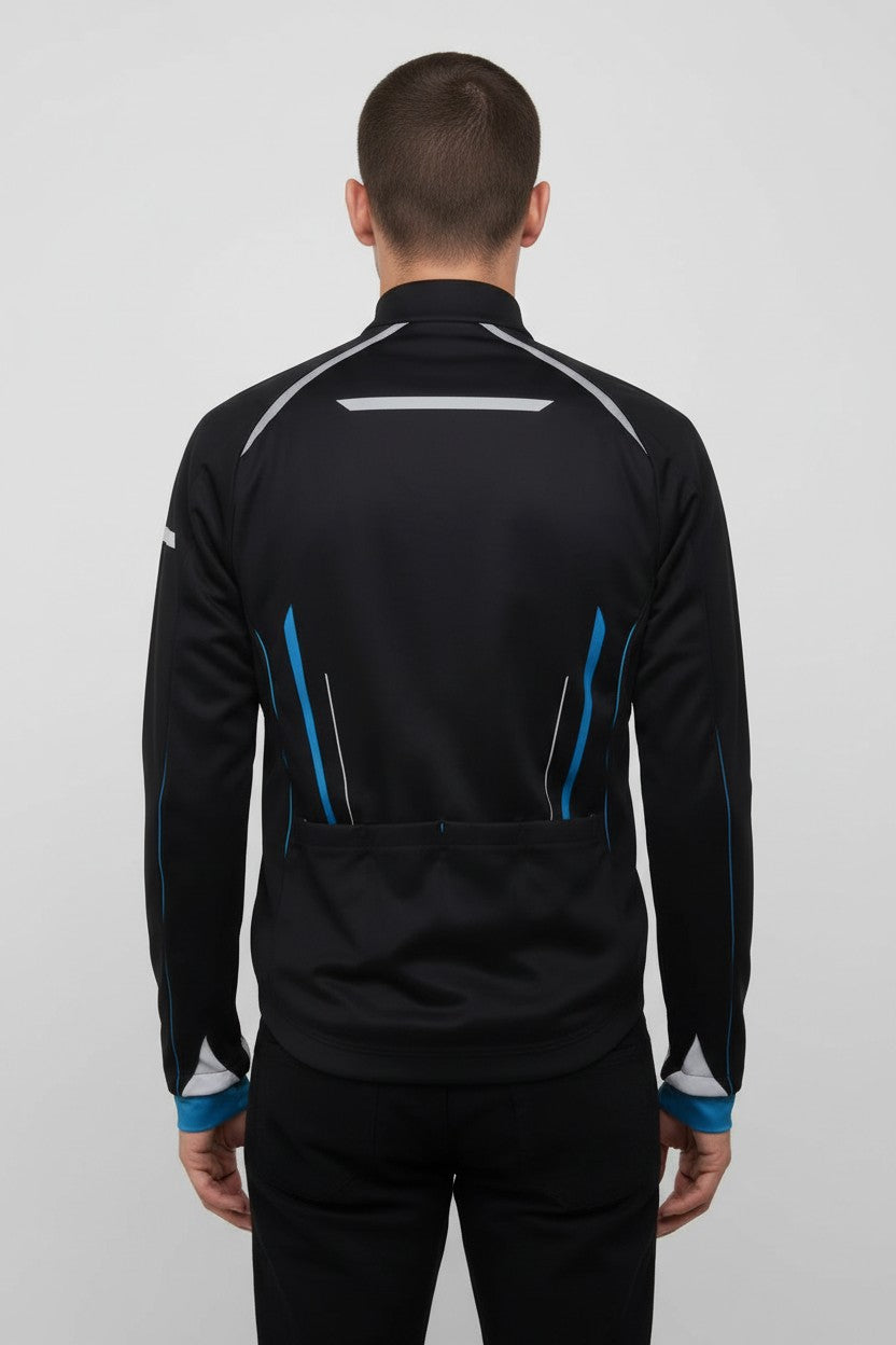 BTWIN Herren Trainingsjacke Schwarz Blau Größe L