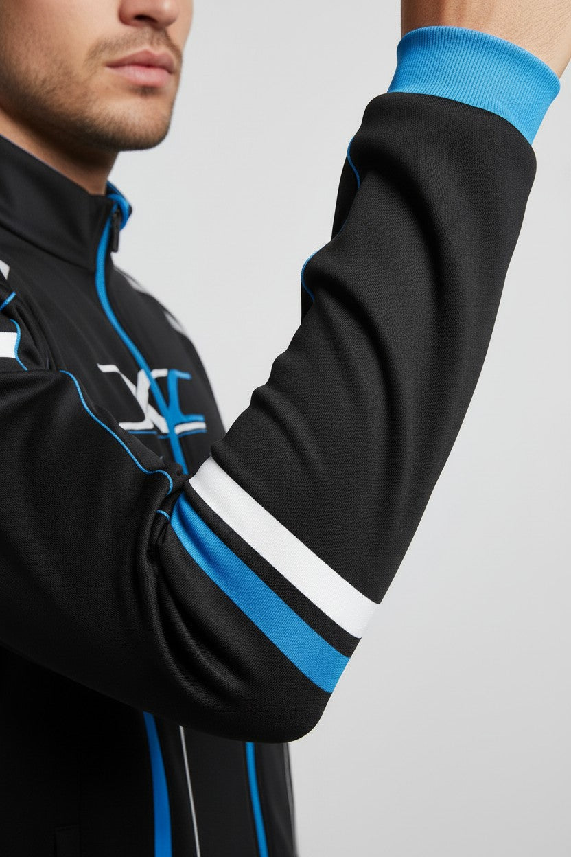 BTWIN Herren Trainingsjacke Schwarz Blau Größe L